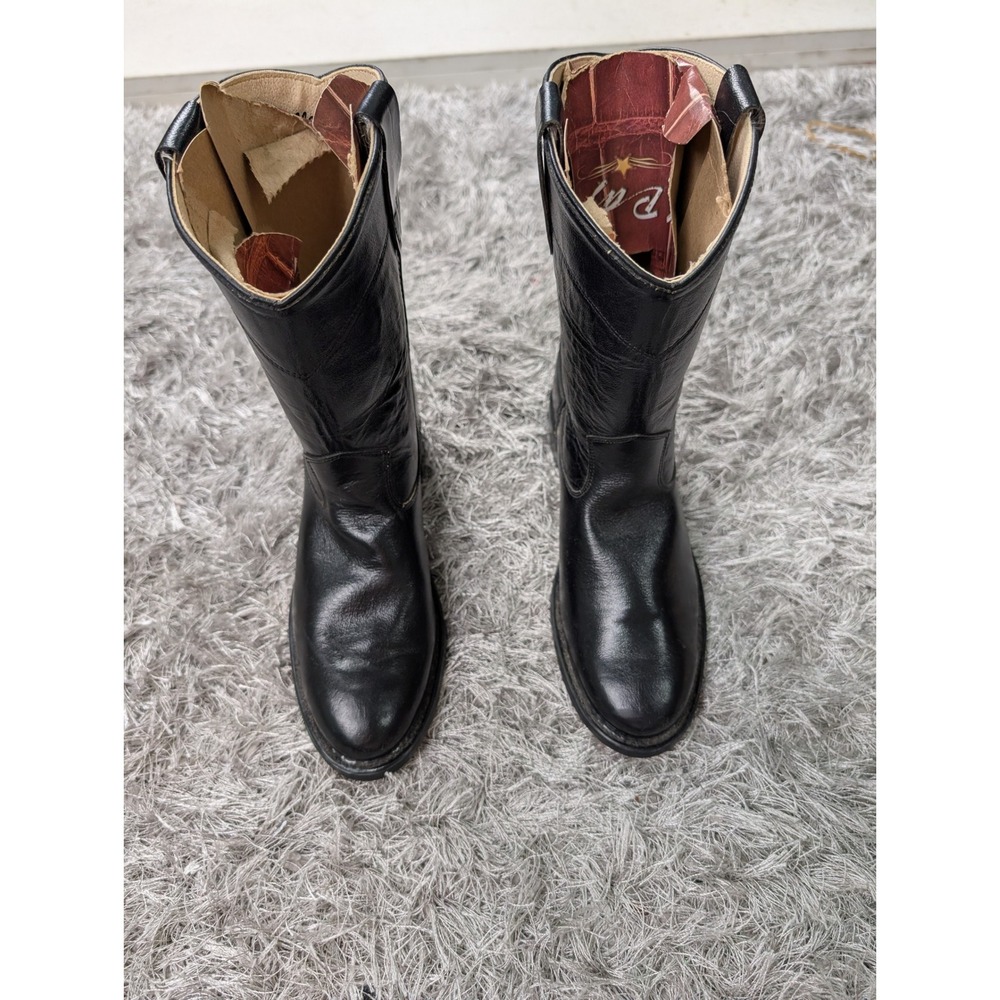 Old West Black Leather Western Cowboy Boots CRY4110G Round Toe Size M5 W7
